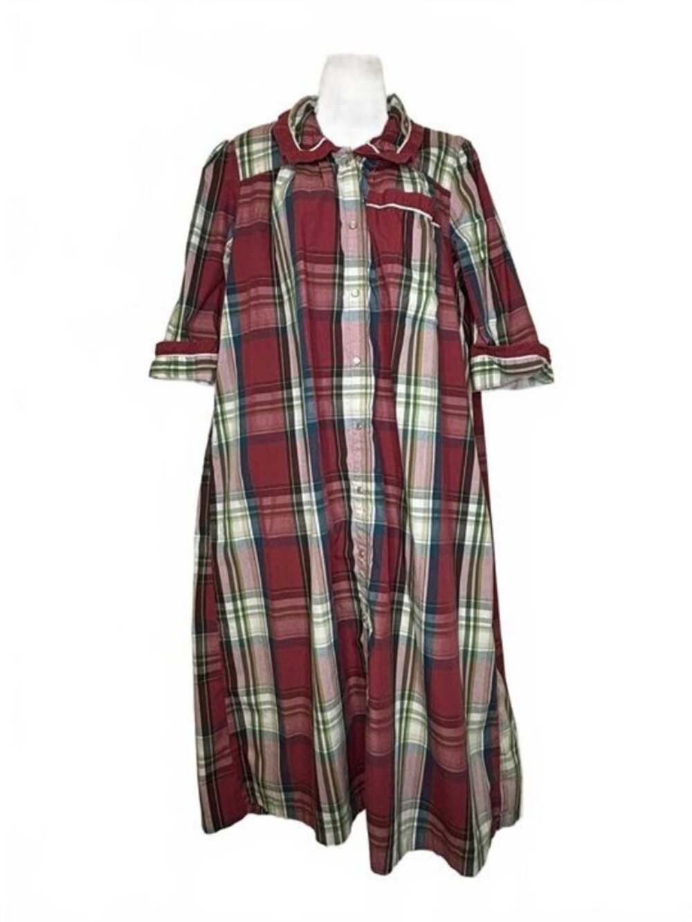 VTG Models Coat House Dress Plaid Red Petite Small